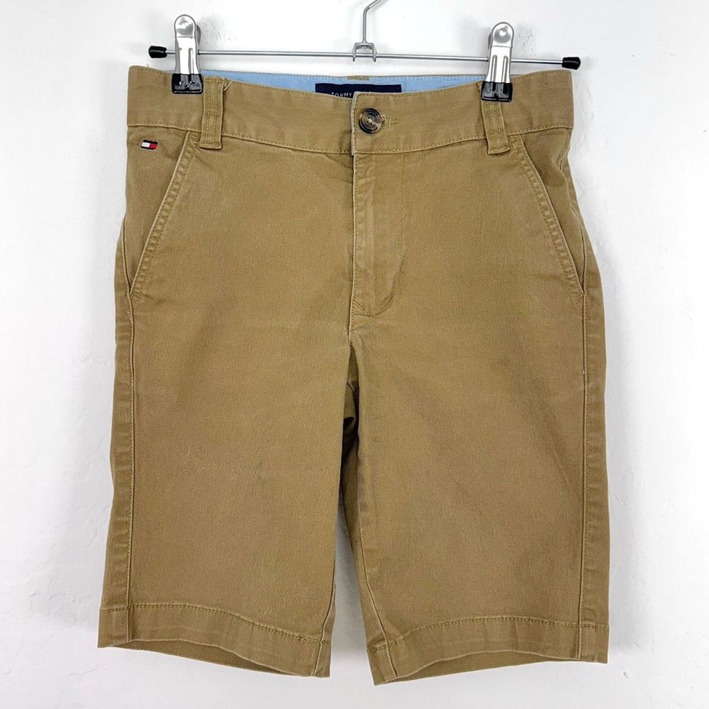 Tommy Hilfiger Boys Tan Khaki Chino Shorts Size 8 Cotton Stretch Twill